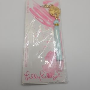New Lilly Pulitzer Gold sand dollar  Removable Zipper Pull Charm seasalt blue